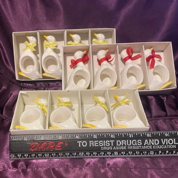 Duck Goose Napkin Rings Holders Yellow Red Ribbon Taiwan Ron Gordon Designs 1983 - Picture 3 of 6